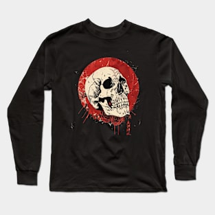 Vintage japanese skull with roses Long Sleeve T-Shirt